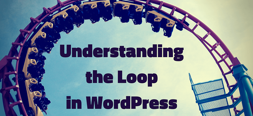 Photo of a roller-coaster loop, with the words "Understanding the Loop in WordPress" on it