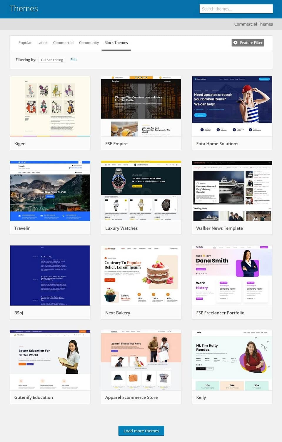WordPress block themes.