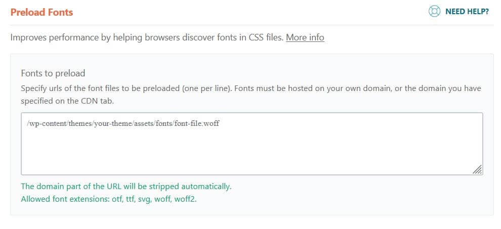 Preloading fonts with WP Rocket
