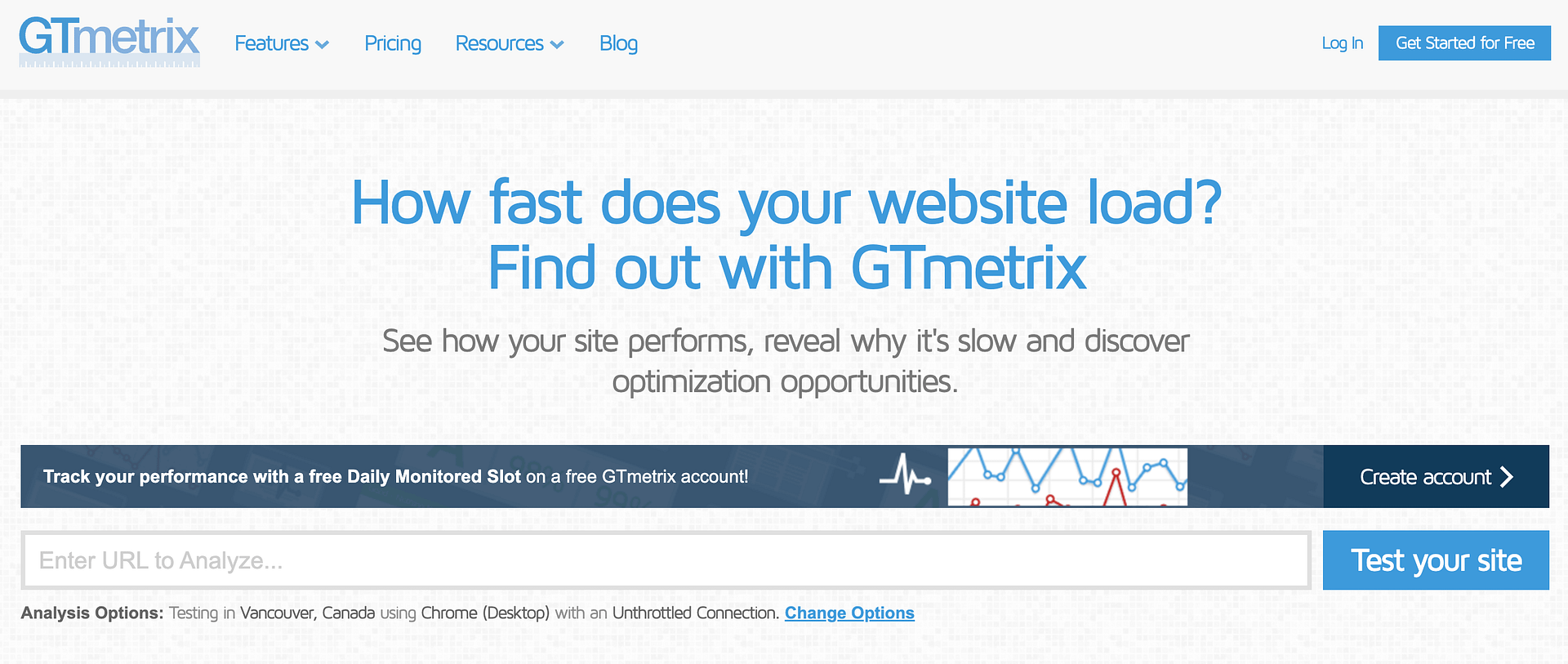 GTmetrix website