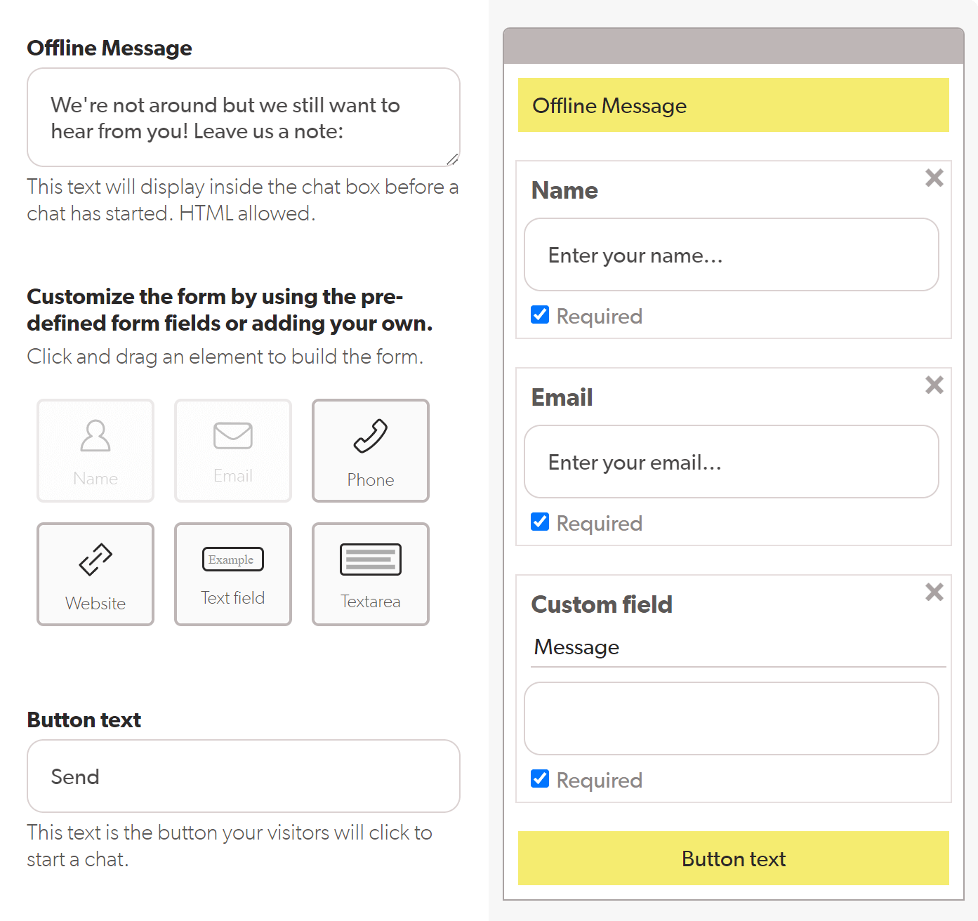 Olark offline form