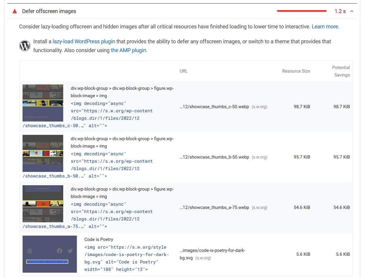 Defer offscreen images for WordPress to get a better Google PageSpeed Insights score