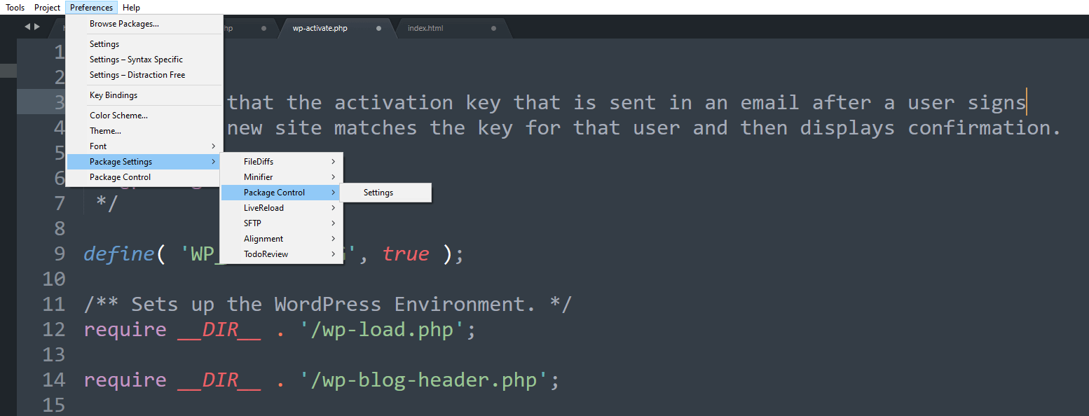 Package Control Settings in Sublime Text