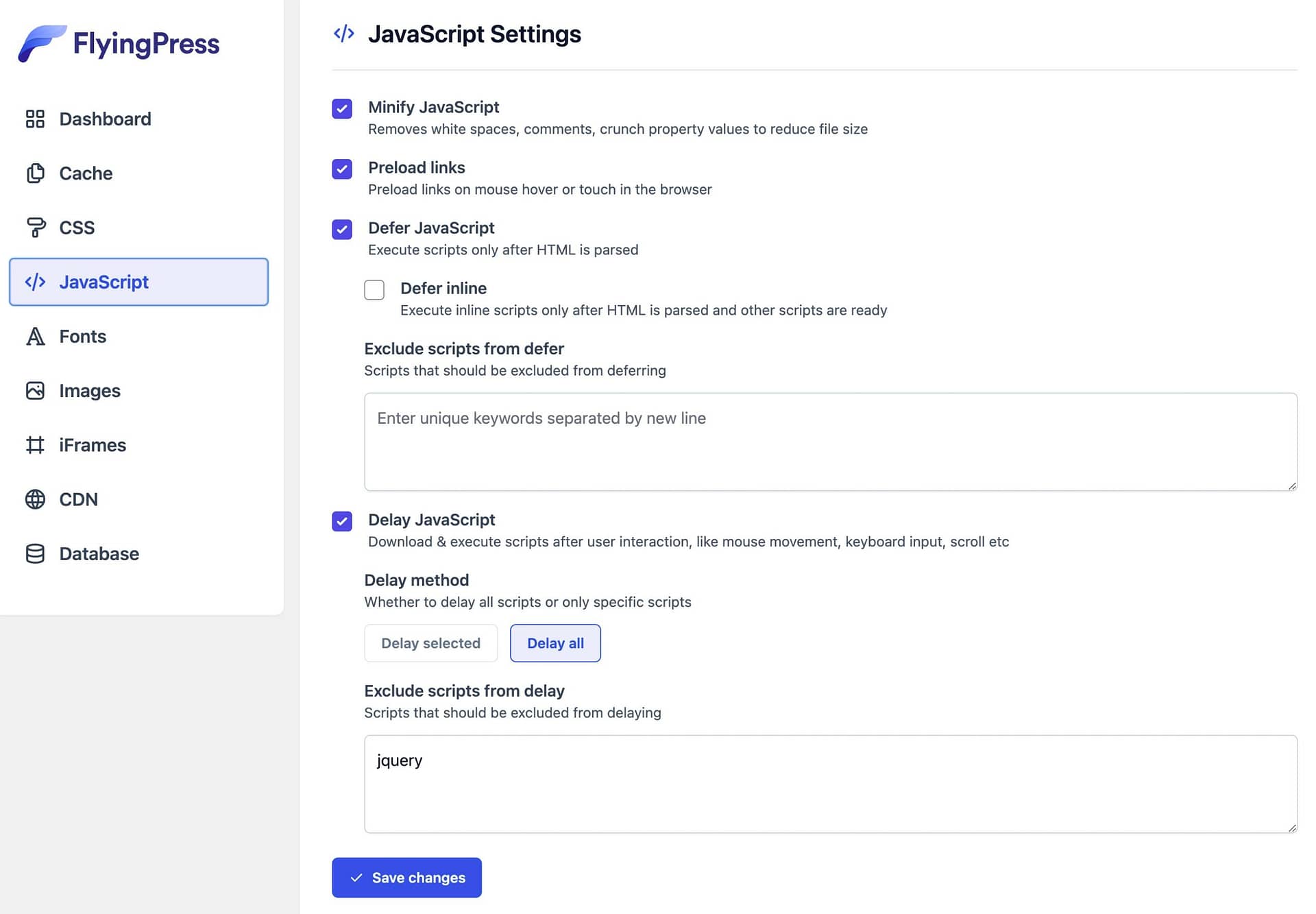 FlyingPress lets you delay JavaScript execution to make fewer HTTP requests