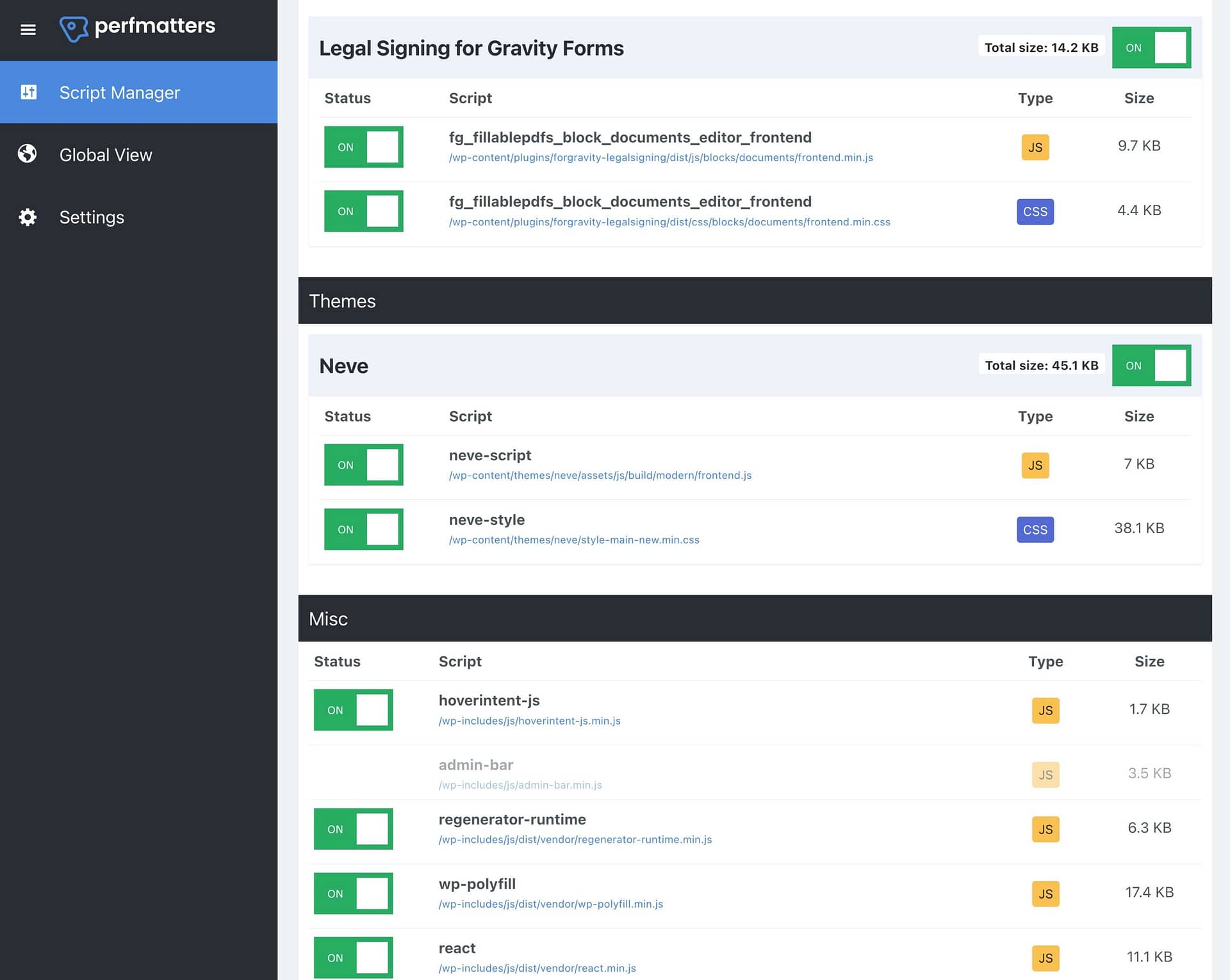 The Perfmatters Script Manager can help you make fewer HTTP requests