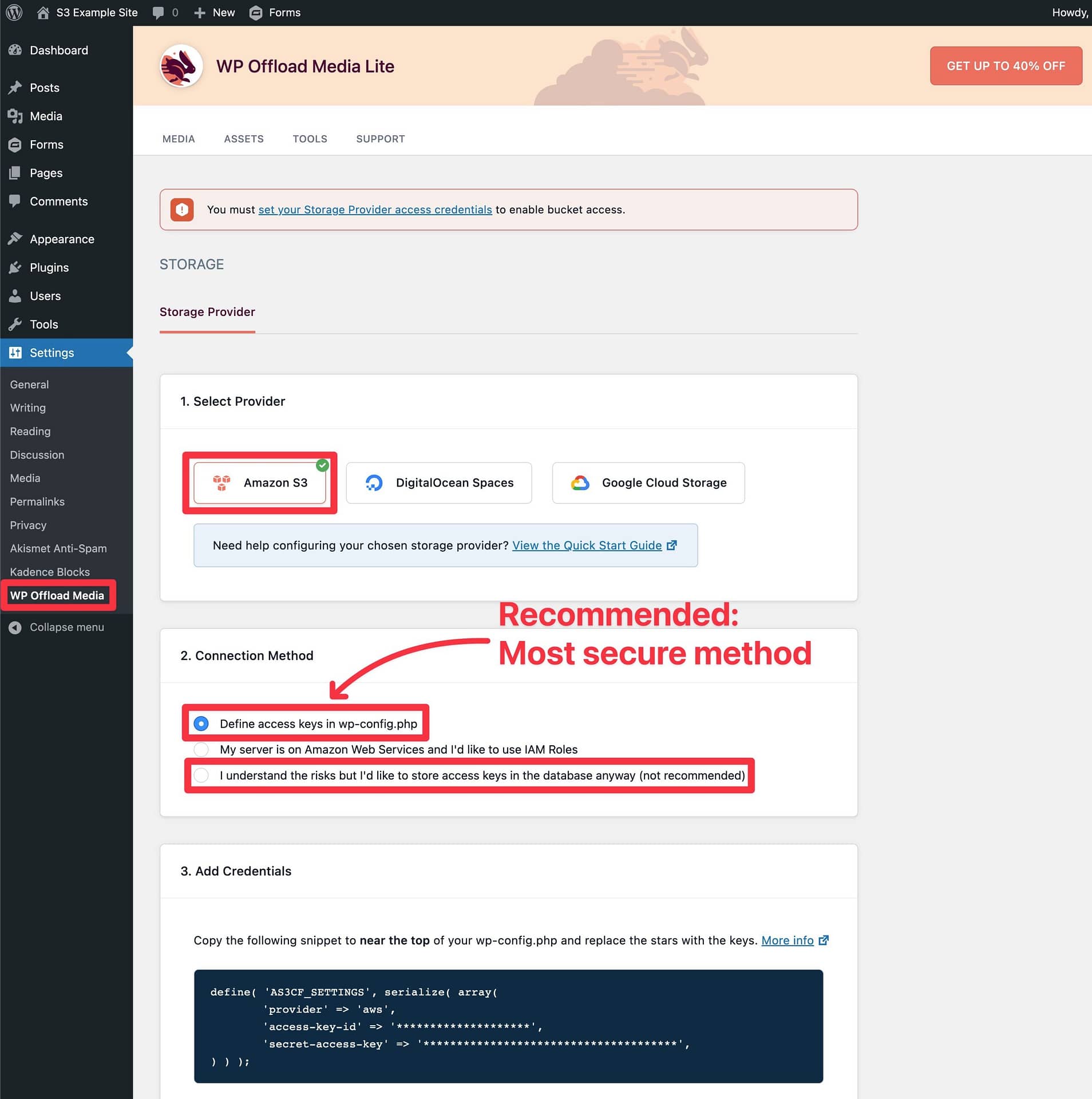 Choose connection method