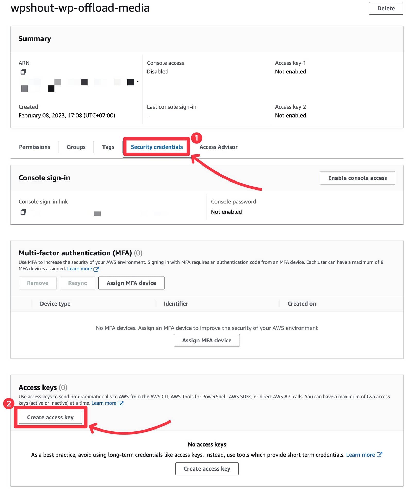 Open security credentials