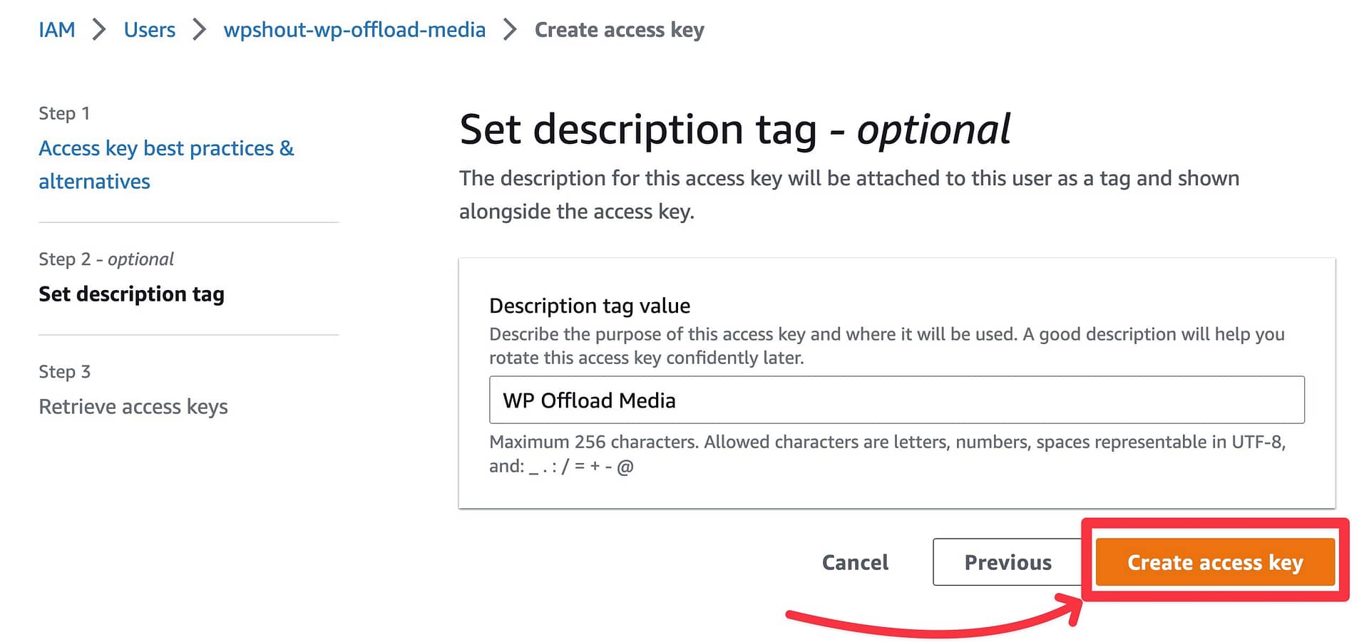 Create your AWS access key