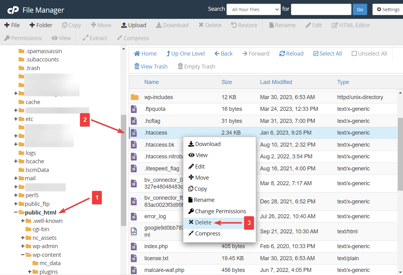 deleting htaccess file - 403 forbidden error WordPress