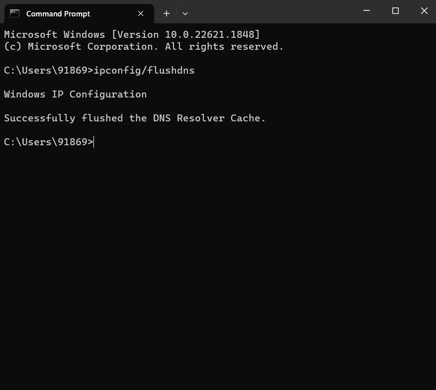 flush dns command prompt.