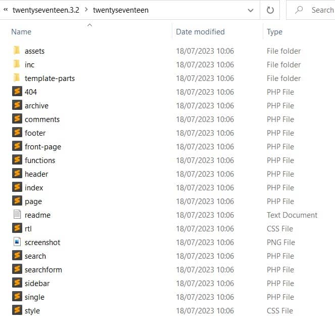 Twenty Seventeen theme files.