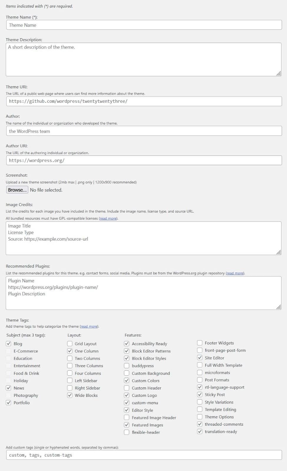 How to build a block theme: Form to create a child theme.