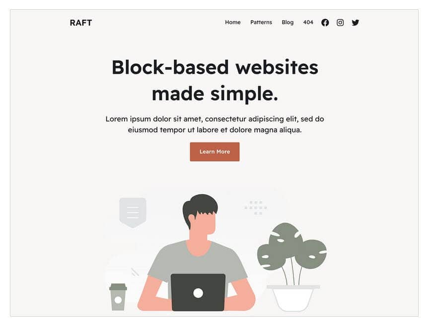 Best WordPress block themes: Raft.