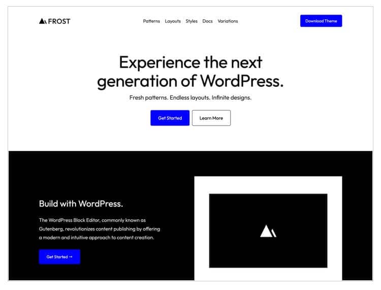 Best WordPress block themes: Frost.