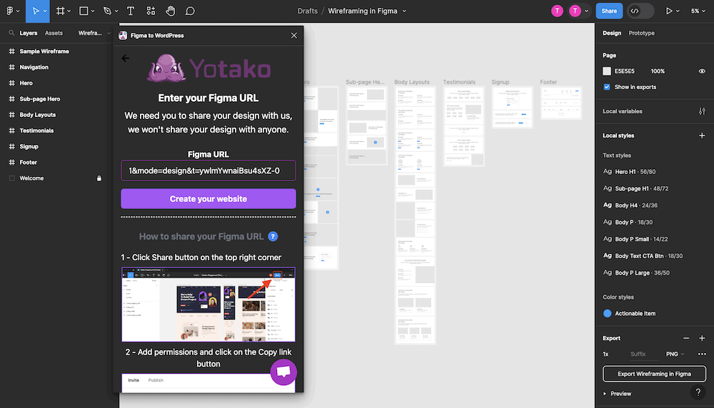 The Yotako app within Figma.