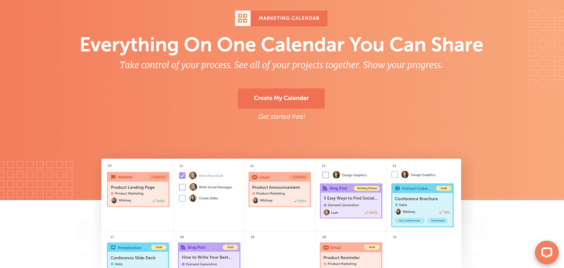 The CoSchedule content calendar webpage