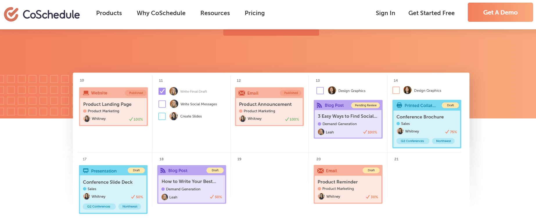 The CoSchedule content calendar can help your remote work business model. 